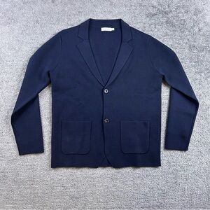 Collars & Co Luxury Knit Merino Wool Blazer Navy Blue with Pockets